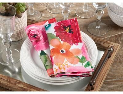 "Saro Lifestyle Floral Design Napkins (Set of 12) - 20"" x 20"""