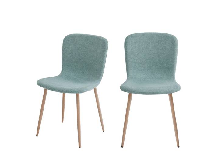 Lot de 2 chaises en tissu piètement effet bois - vert