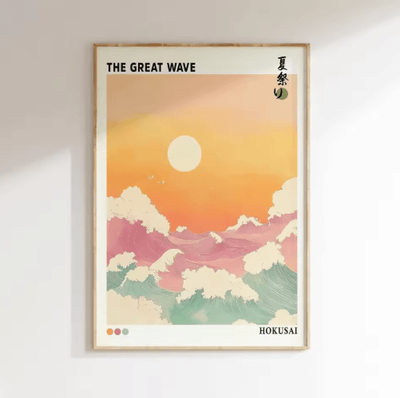 Inspire Picks Hokusai Wave & Mount Fuji Canvas Print Japanese Landscape Wall Decor 9 50x70cm Unframed