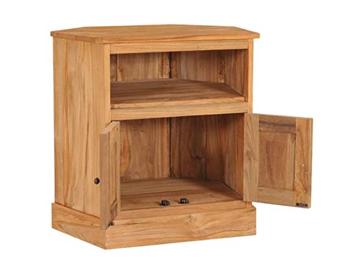 KGHFDVB Sideboard 60x45x60 cm Massivholz Teak Retro Design, 2 Tueren, Offenes Fach, Nachttisch, Beistellschrank, TV-Schrank