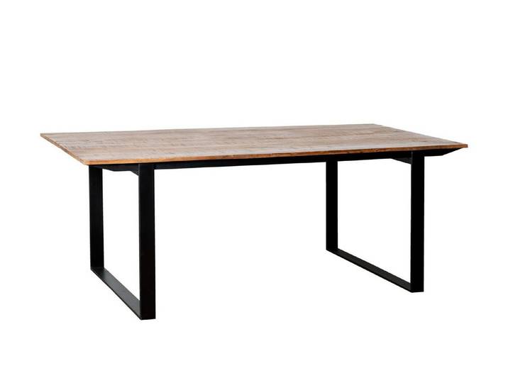 Natur24 Esstisch Valdez Tisch 200x100x76 cm Mangoholz Stahl Natur Schwarz