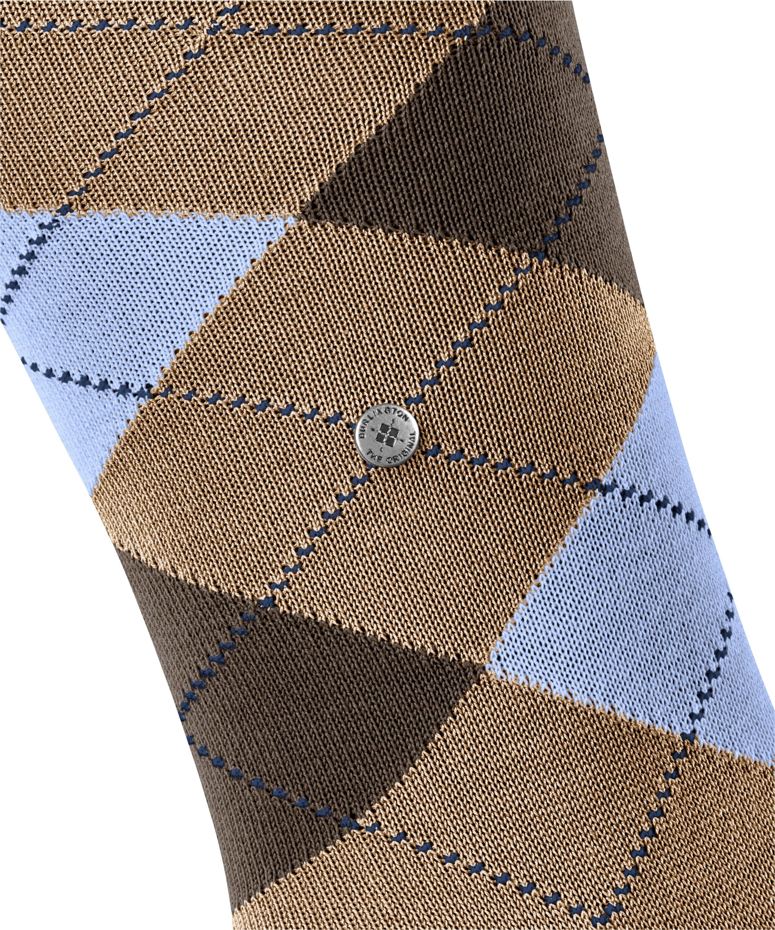 Kniestrümpfe BURLINGTON "Manchester", Herren, Gr. 40-46, braun (beige), Baumwollmischung, Argyle-Muster, Socken Kniestrümpfe, Einheitsgrösse 40-46, Argyle-Muster, Burlington-Clip beige 40-46