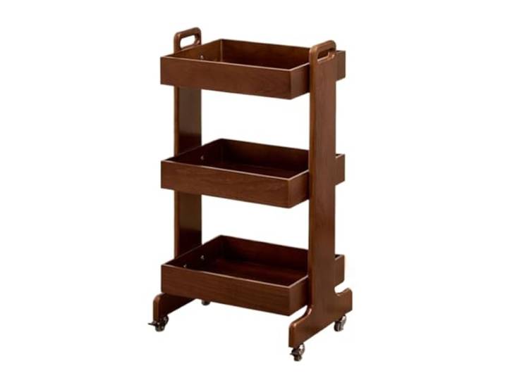 DFHetFH Rollwagen 3-Tier Holz Rollwagen Wit Räder Lagerung Trolley Organizer for Büro Küche Küchenwagen