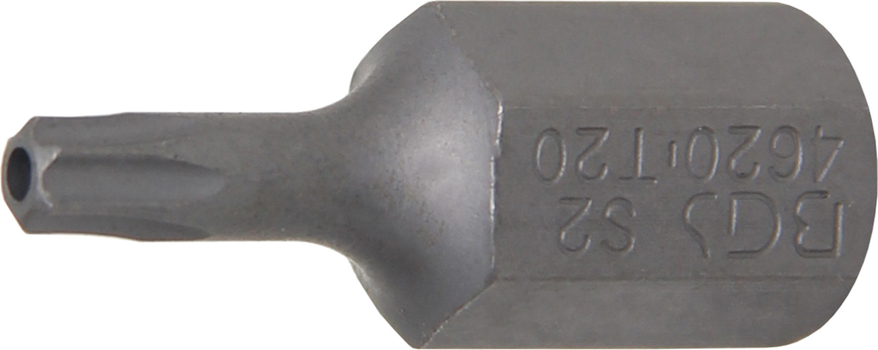 BGS Bit 4620, Länge 30 mm, Antrieb Außensechskant 10 mm (3/8"), T-Profil (für TX) mit Bohrung T20 ; BGS technic)