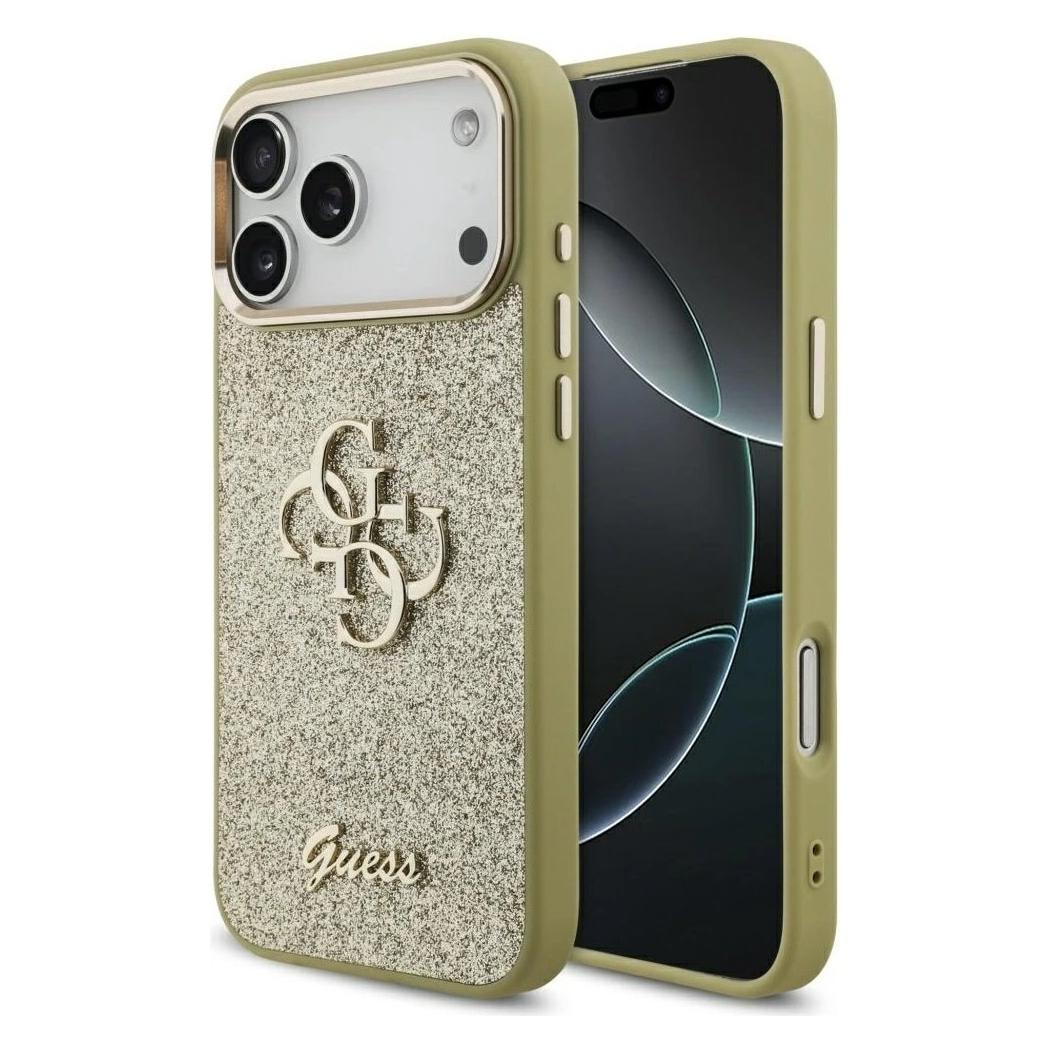 Guess - Fixed Glitter Big 4 Metal Frame (GUHCP17XHG4SGCD) - iPhone 17 Pro Max - Gold (Apple iPhone 17 Pro Max) (GUHCP17XHG4SGCD)