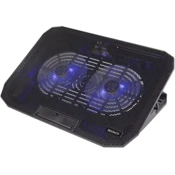 Deltaco Laptop cooler 15.6 ", 2x120mm, LED light, black, Notebook Ständer, Schwarz