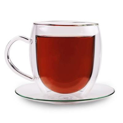 Feelino Trinkglas | Doppelwandig | Hochwertiges Borosilikatglas | 400ml | Unikat Transparent