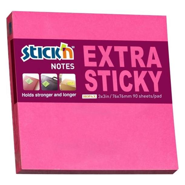 B.N.T. Notizen Stick'N Extra Sticky rød 76x76mm 90blade - (12 stk.) (527309)