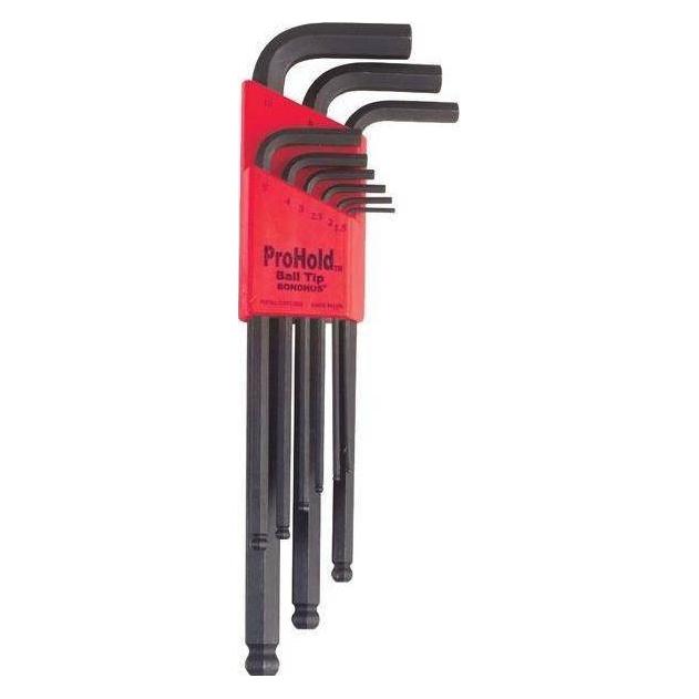 Bondhus Hexagon socket set 1.5 - 10 - long, with ball and lock (9 pcs.) (BO74999)