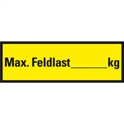 Aufkleber I Regalbelastungs-Aufkleber max. Feldlast, zum Beschriften, Folie, 150x50mm, 5/Bogen