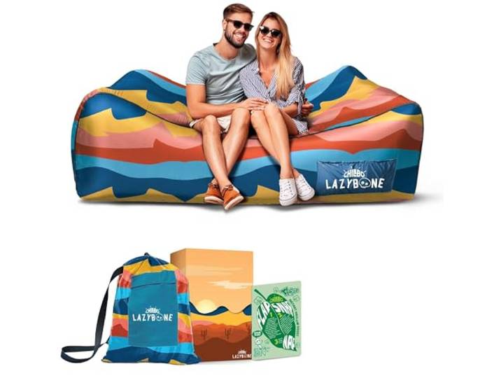 Chillbo LazyBone Aufblasbare Couch – Ultimative aufblasbare Liege für maximale Entspannung – die perfekte aufblasbare Couch für Musikfestivals oder Camping – Desert Daydream