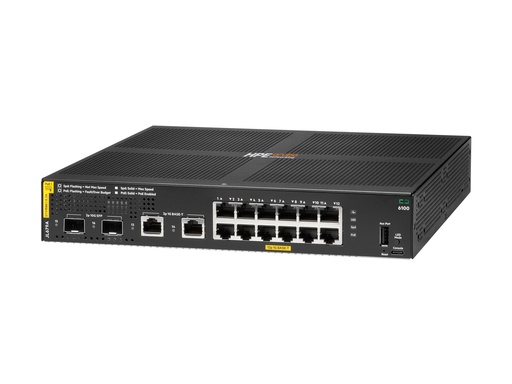 HPE Aruba 6100 12G Class4 PoE 2G/2SFP+ 139W Switch - Switch - managed - 12 x 10/100/1000 (PoE+) (JL679A#ABB)