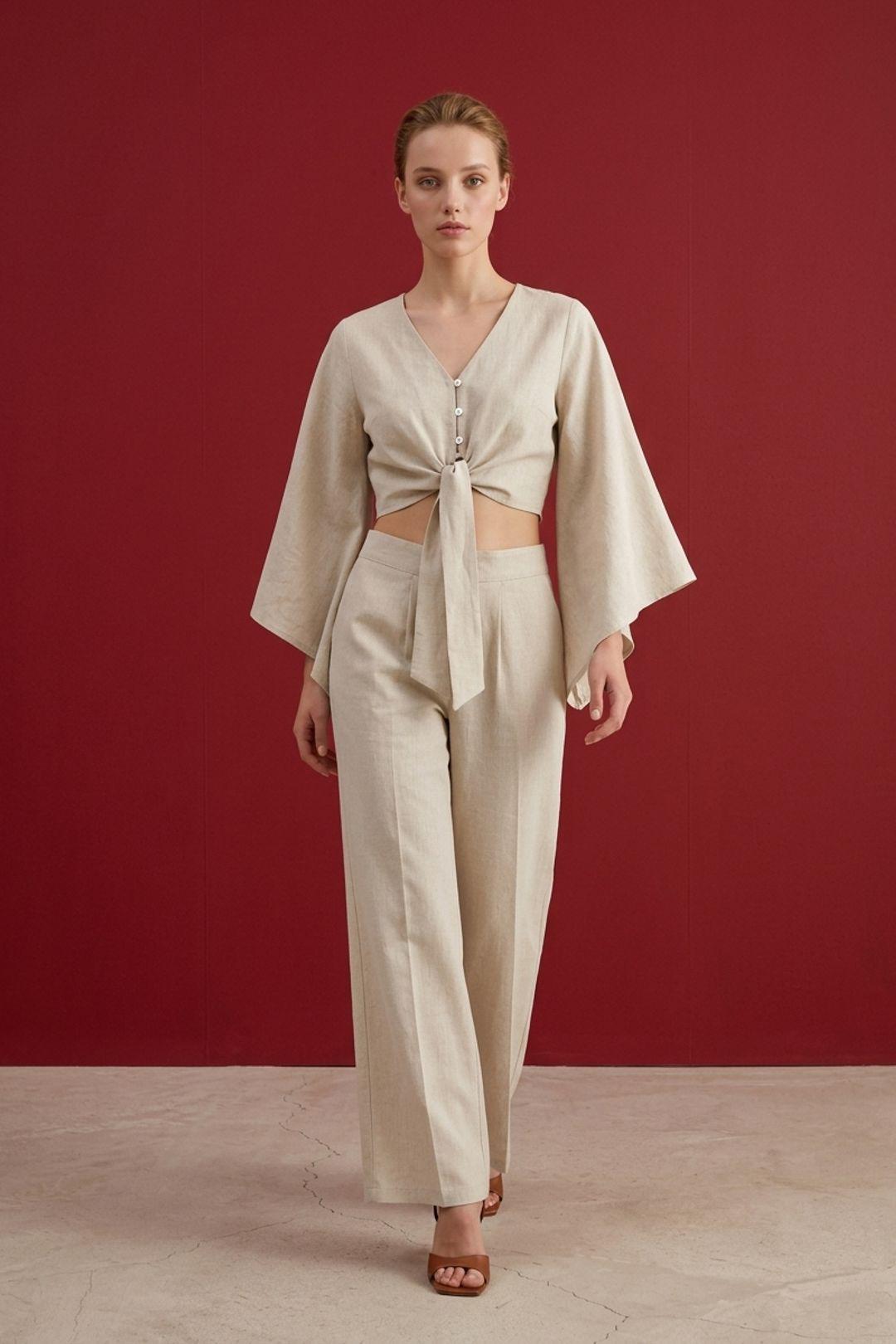Katoenen Co-ord Set met Strikdetail