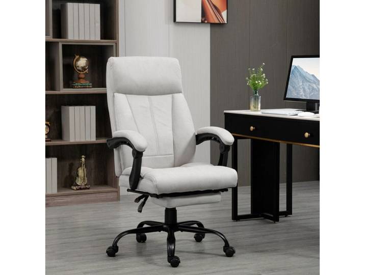 Chaise de bureau massante ergonomique avec chauffage lombaire - YEAVIO - dossier 155° polyester gris clair