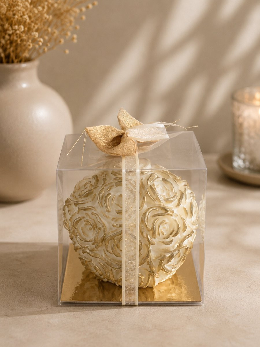 BAM decoratieve sierkaars Roos large met gouden afwerking