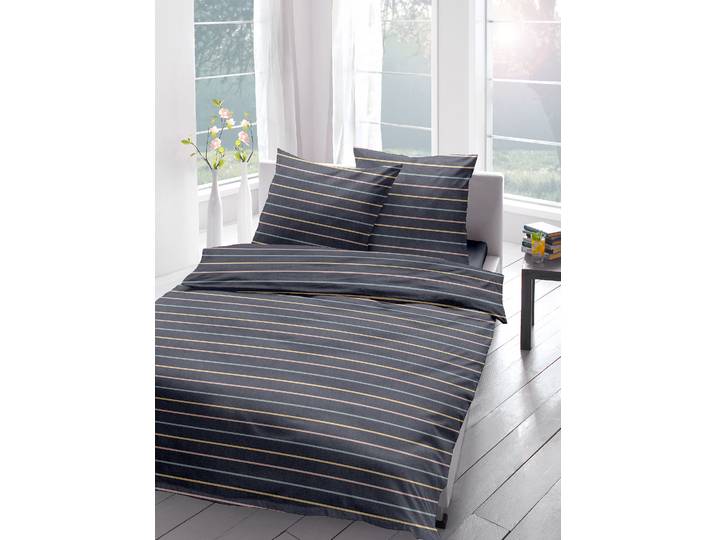 Flanell-Bettwäsche Temet 135 x 200 cm + Kissen 80 x 80 cm Blau