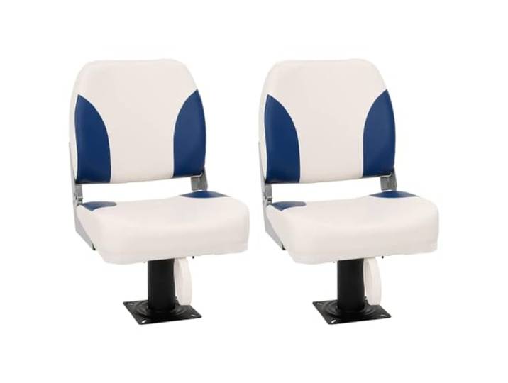 ZXQVLMRS Bootssitz 2er Set Klappbar, PVC PU Stuhl Konsole Blau Weiß Wetterfestes Material, Mit klappbarer Rückenlehne, Robuster Stahl-Sockel