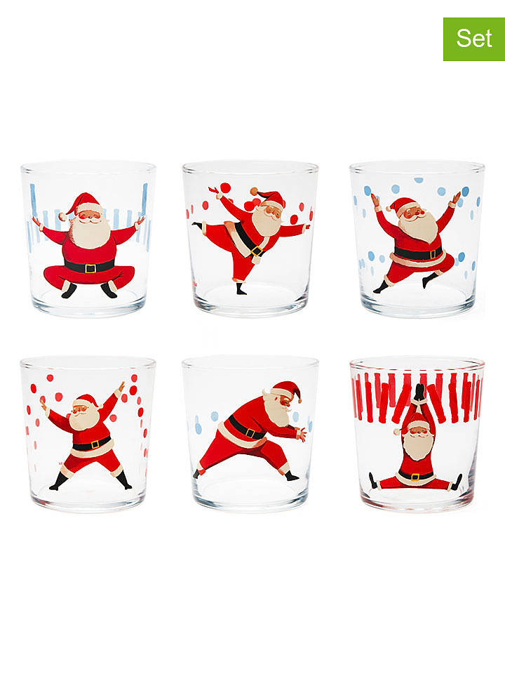 Trendy Kitchen by EXCÉLSA 6er-Set: Gläser "Babbo Zen" in Transparent/ Rot - 350 ml - onesize