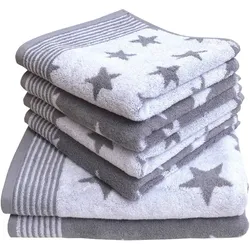 Dyckhoff Frottiertücher Stars grau Handtuch 50 x 100 cm, 6 Stück