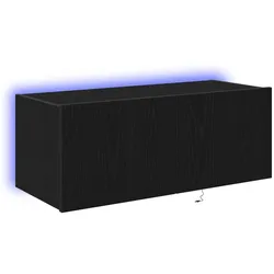 Helloshop26 - Modernes wandmontiertes TV-Möbel 80 x 35 x 31 cm praktischer Stauraum klare Linien schwarzes Holzwerkstoff 02_0051936