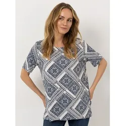 IN-PRINT Shirt-1/2 Arm Rundhalsausschnitt Seitenschlitze Allover-Druck