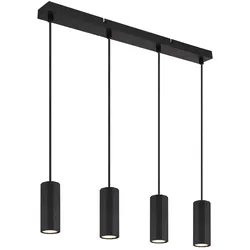 Hängeleuchte Pendelleuchte Esstischleuchte schwarz 4-flammig Deckenleuchte hängend, Metall, 4x GU10 Fassungen, LxBxH 61x6x120 cm