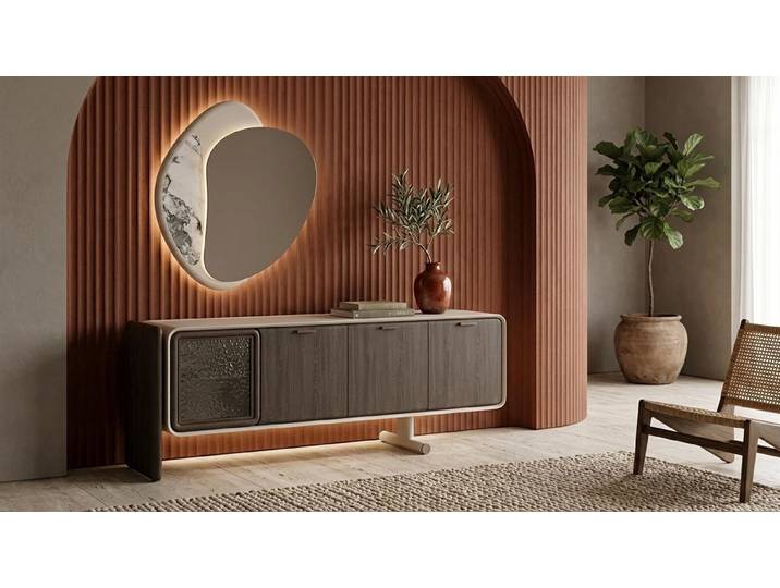 Xlmoebel Esszimmer-Set Konsole Spiegel Esszimmer Stil modern schwarz komfortabel, (2-St., 2-tlg)