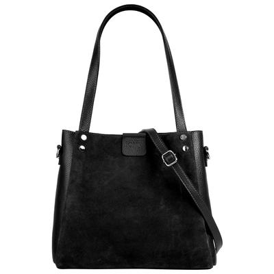 Shopper FORTY "FORTY Damen echt Leder, Made in Italy", Damen, Gr. B/H/T: 31cm x 27cm x 9cm onesize, schwarz, Leder, unifarben, Taschen Shopper, echt Leder, Made in Italy