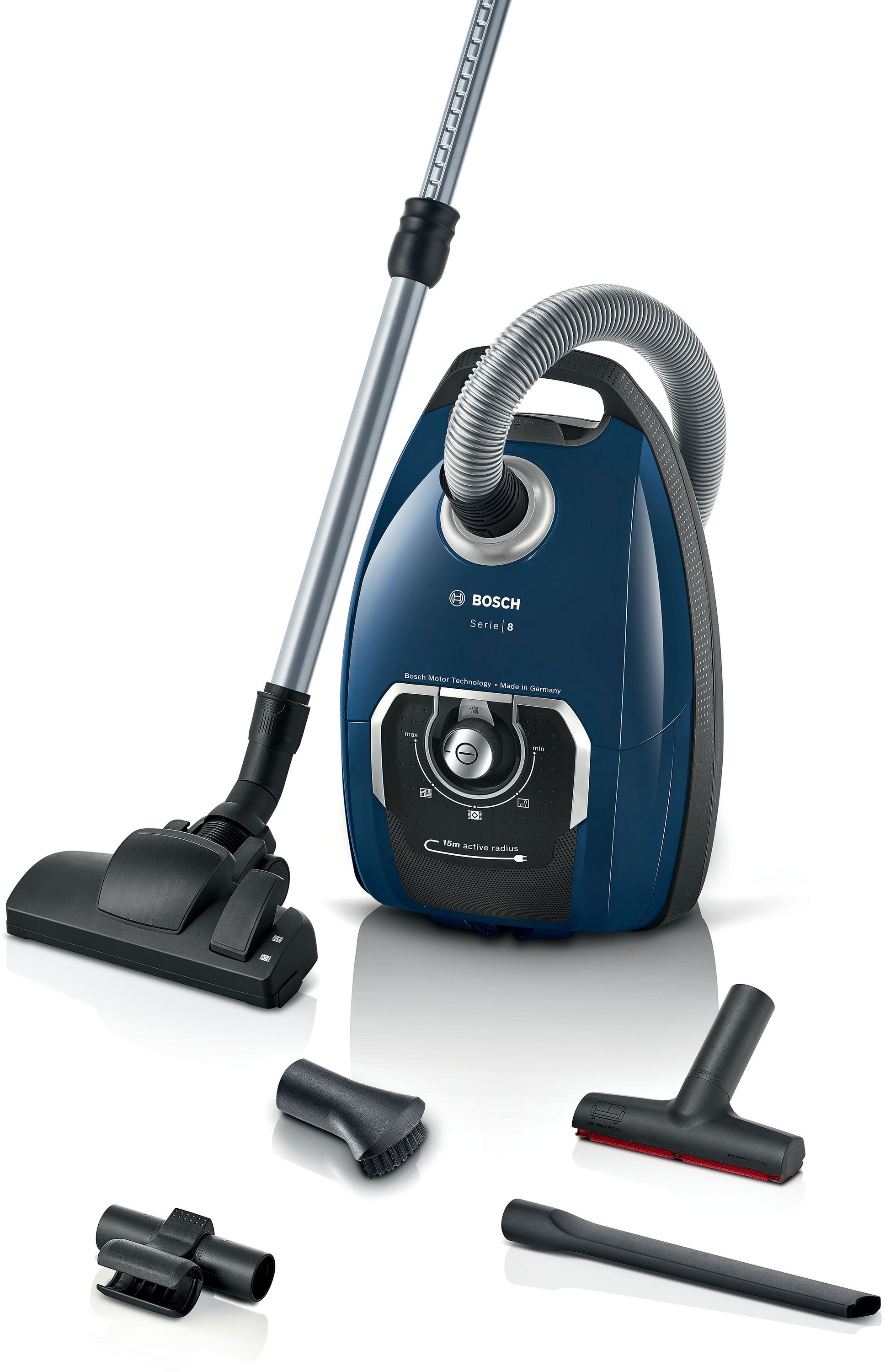 Bosch Serie 8 BGL8XPER Bodenstaubsauger mit Staubbeutel 700 W Allergie-Filter (Schwarz, Blau)