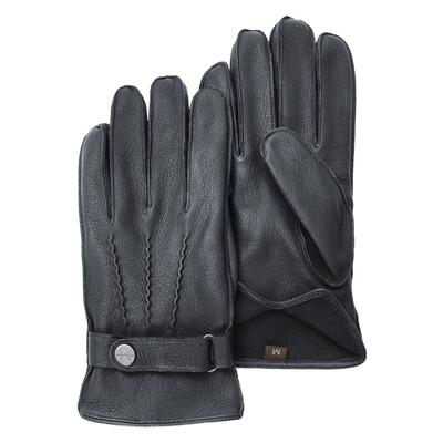 Lederhandschuhe PEARLWOOD "Planar", Herren, Gr. 8,5, schwarz, Ziegenleder, unifarben, Handschuhe, Verstellbarer Lederriegel