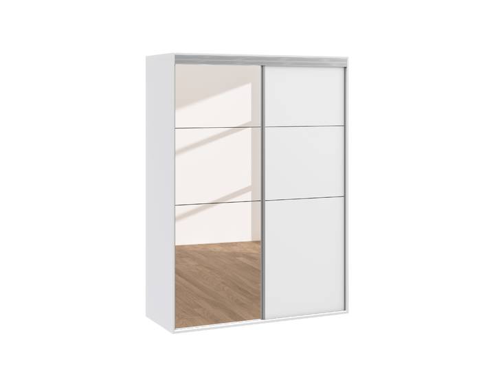 Kleiderschrank Schiebetüren mit Spiegel REVA 150 cm weiss