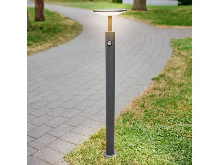 Fenia Lampe de Jardin w/Sensor Anthracite/Opal - Lucande - Terrasse - Moderne - Aluminium - À ampoule unique
