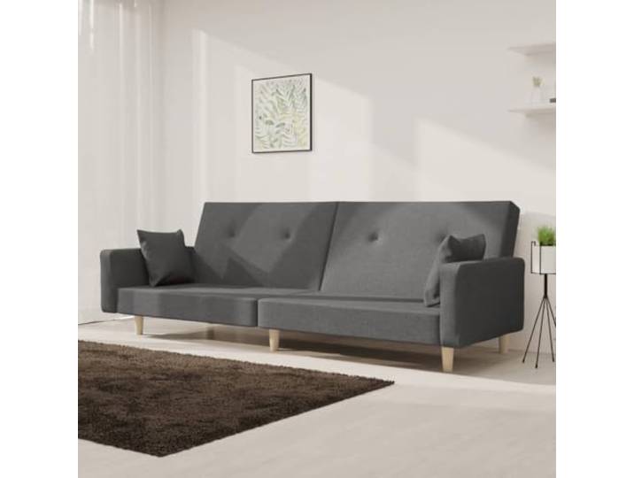 HEFZGDB Schlafsofa 2-Sitzer mit 2 Kissen Hellgrau Stoff Bettgarnitur Funktionsmöbel Wohnzimmer Schlafcouch Gästebett Sitzmöbel