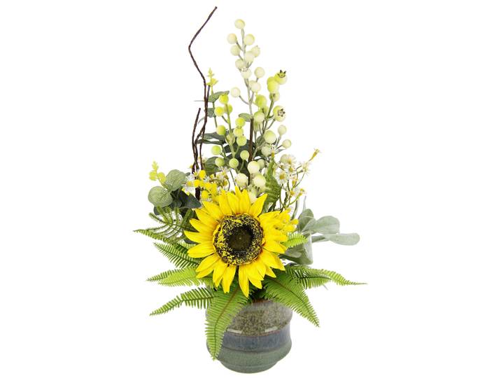 Kunstblume I.GE.A. Sonnenblume , gelb, B:27cm H:45cm L:27cm, Kunstpflanzen, Kunstblume, Im Topf aus Keramik Blumen Arrangement Tischdeko