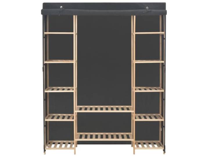 HBBMGYD Kleiderschrank, grau, 135 x 40 x 170 cm, Stoff Robuste Holzstruktur, Stoffbezug, offene Fächer, Staub, Aufbewahrung von Kleidung, Schuhen und Accessoires