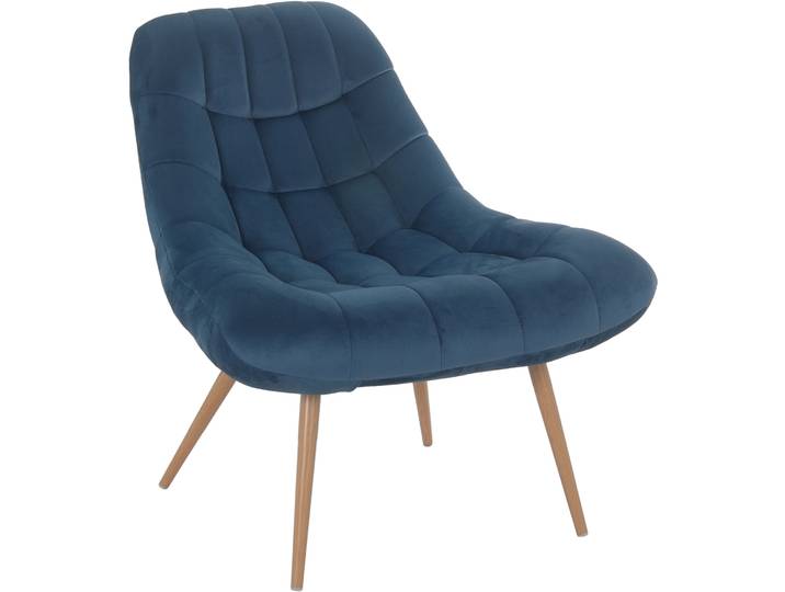 Sessel Bruce Blau, Beige Samt, Metall B 76 cm T 85.6 cm H 85.6 cm - Sessel