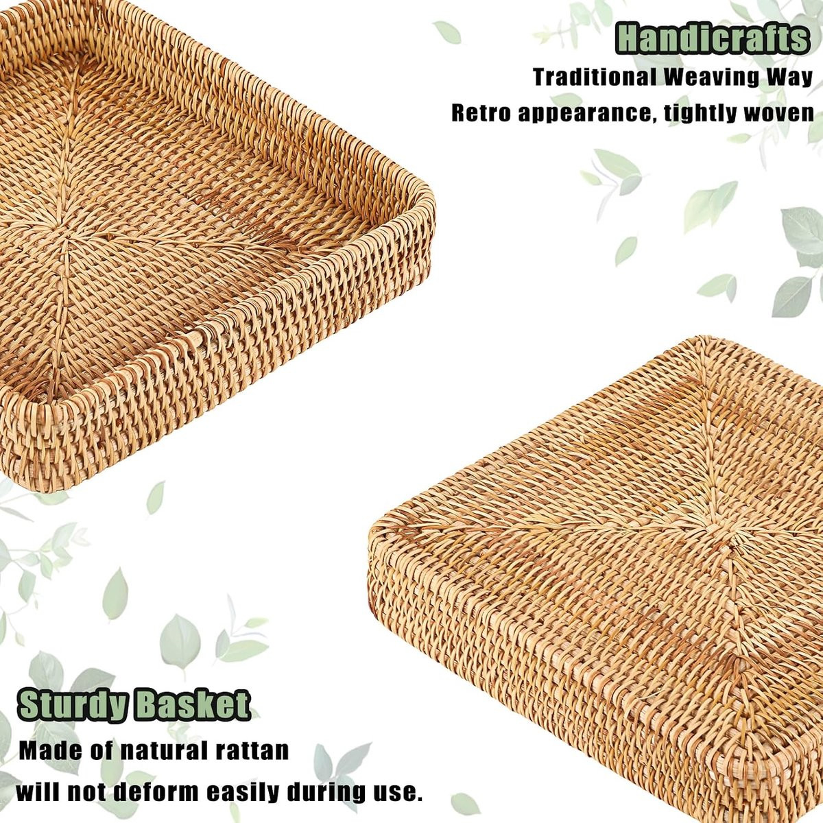 Vierkant Rieten Dienblad voor Decoratie en Organisatie