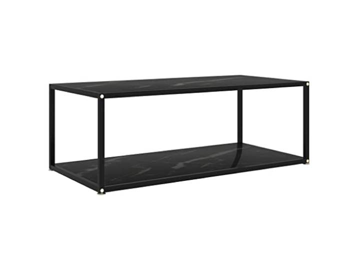 Tmriohed Couchtisch Schwarz 100x50x35 cm Hartglas Marmor-Optik Modernes 2-Stufen Design mit eleganter Marmor-Optik schafft Ordnung und Stil im Wohnzimmer oder Gästezimmer.