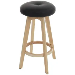 Proregal Barhocker drehbar und einfach | Sitzhöhe 67cm | Holz Kunstleder drehbar | Schwarz | helle Beine | Barstuhl Tresenhocker