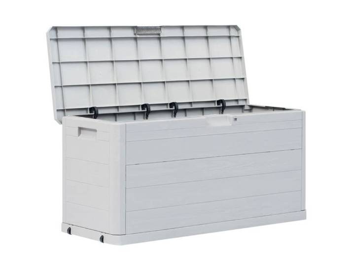 Coffre boîte meuble de jardin rangement 280 litres gris clair 02_0013025