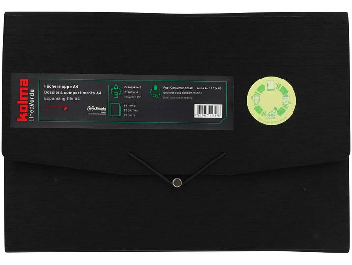 Kolma Fächermappe LineaVerde A4 Recycling medium mit 12 Tabs schwarz