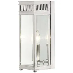 Außenleuchte Wandlampe Laterne Messing Glas Chrom H 31 cm Gartenlampe Antik