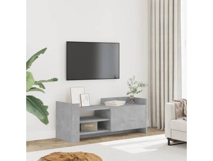 HEFZGDB TV-Schrank Betongrau 100x35x40 cm Holzwerkstoff mit praktischer Tür und reichlich Stauraum für Multimedia-Geräte, langlebiges Möbelstück mit Zwei Montagemöglichkeiten