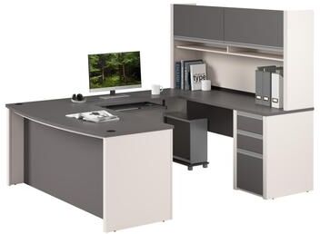 Bestar Connexion 72W U-Shaped Executive Desk with Pedestal and Hutch