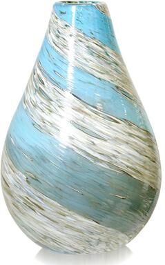 StyleCraft Twisted Water and Ice Glass Vase Hand Blown Decorative Vase