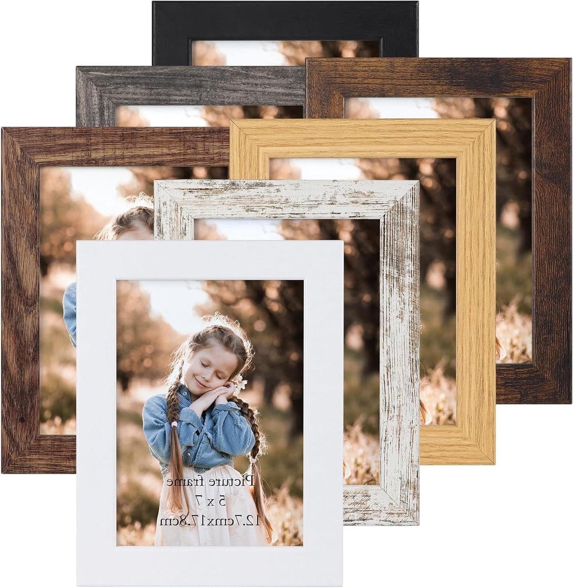 Fotolijst Set met Rustieke Houtstructuur in Meerkleurig - 13 x 18 cm