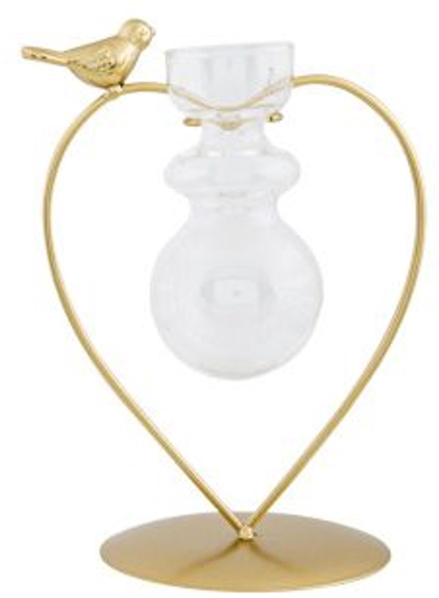 Cosy @ Home Bird Glasvaas Goud 14 x 10,5 cm