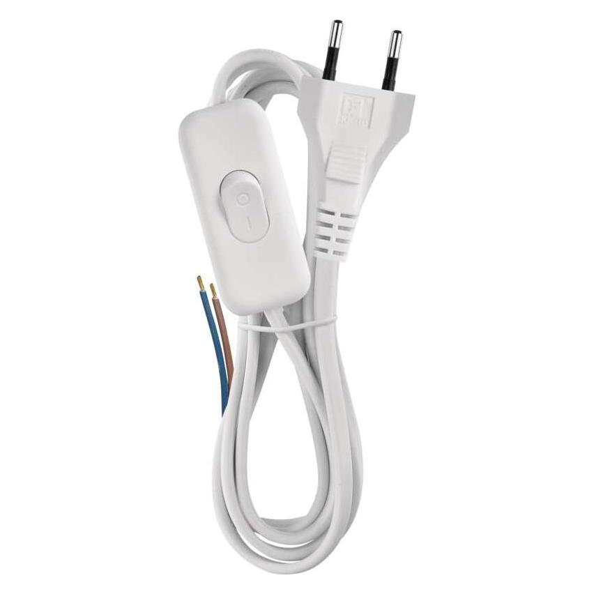 Emos Netzkabel PVC 2x 0,75mm2, Schalter, 2m, weiss (2 m) (S08272)