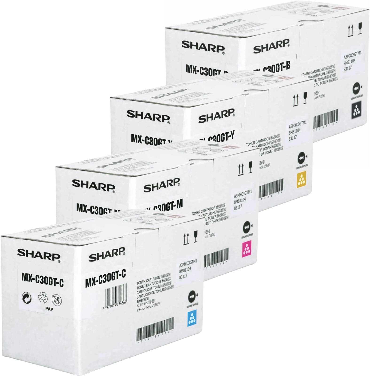Sharp Original MXC30GT 4er Toner Multipack OPMX-C30GT-B