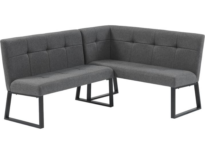 Eckbank GOODPRODUCT Geranie, Sitzbank, Essbank, pflegeleichter Strukturstoff , grau (anthrazit), B:184cm T:61,5cm, Polyester, Sitzbänke, Eckbank, Eckbank inkl. Stauraum, Pulverbeschichtetes Metallgestell